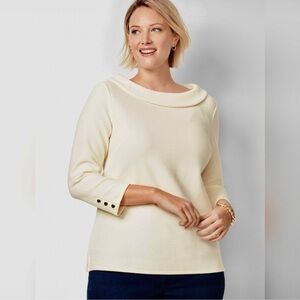 Talbots Cream Sabrina Portrait Collar Top